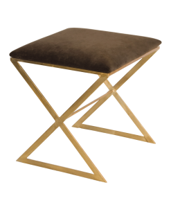 Brown side stool in gold leaf finish.