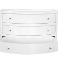 White Lacquer 3 drawer chest bottom drawer open