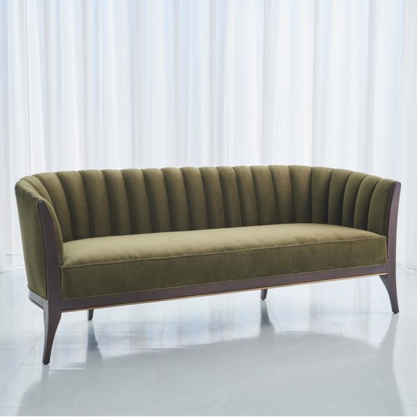 Channel Back Sofa in Moss Velvet