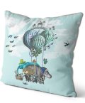 Hippo pillow with balloons angled view