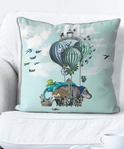 Hippo pillow with balloons set