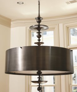 Turned Pendant Chandelier in Antique Bronze Finish