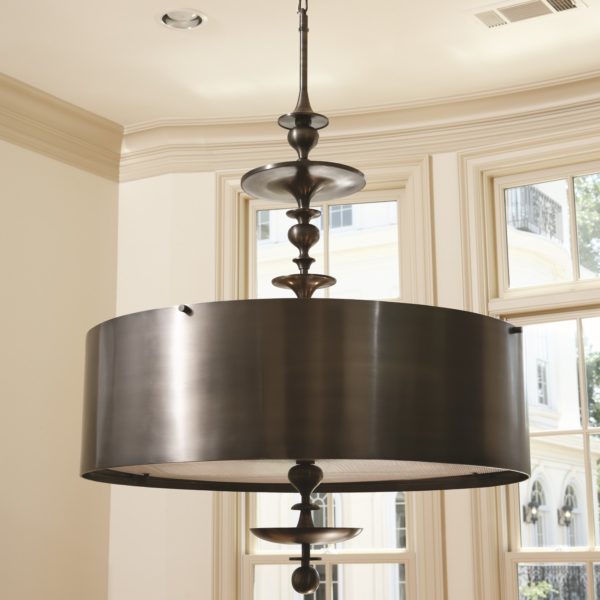 Turned Pendant Chandelier in Antique Bronze Finish