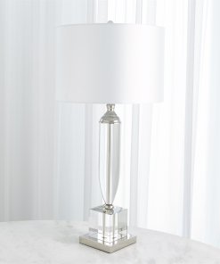 Classic crystal urn lamp with white shade