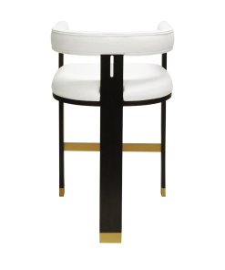 Luxe White Linen Tall Bar Chair Backside