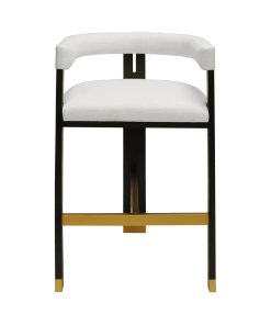 Luxe White Linen Tall Bar Chair