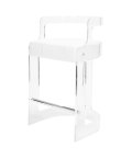 Malone stool with white faux leather seat side view.