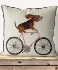 Basset Hound on Bike cream background