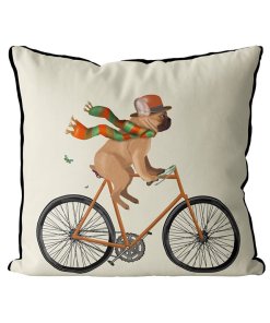 French Bulldog on bike cream