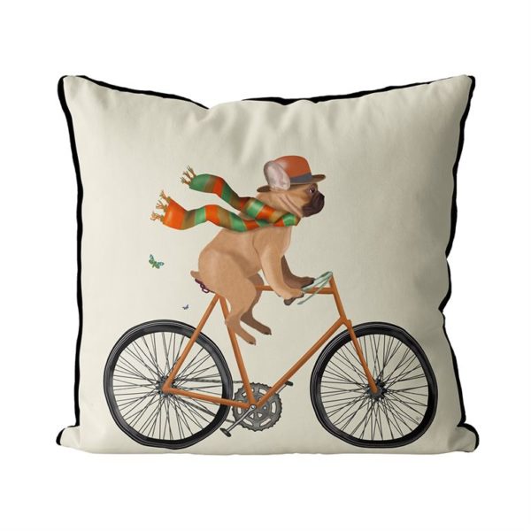 French Bulldog on bike cream