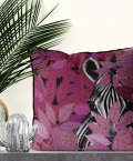 Zebra in Pink Leaves Pillow set