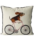 Basset Hound on Bike cream background