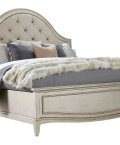 Aged Silver Upholstered Panel Bed