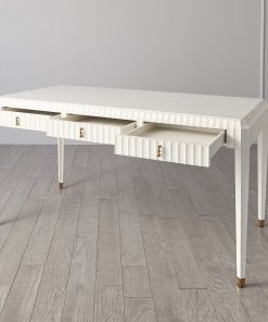 Ivory Fluted desk with 3 drawers open