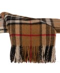 Tartan camel grey throw side fold