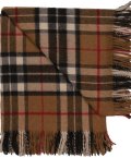 Tartan camel grey throw angle view