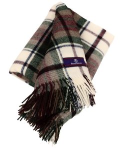 Tartan Merlot Cream throw fringe view