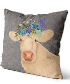 Bohemian Cow pillow side view